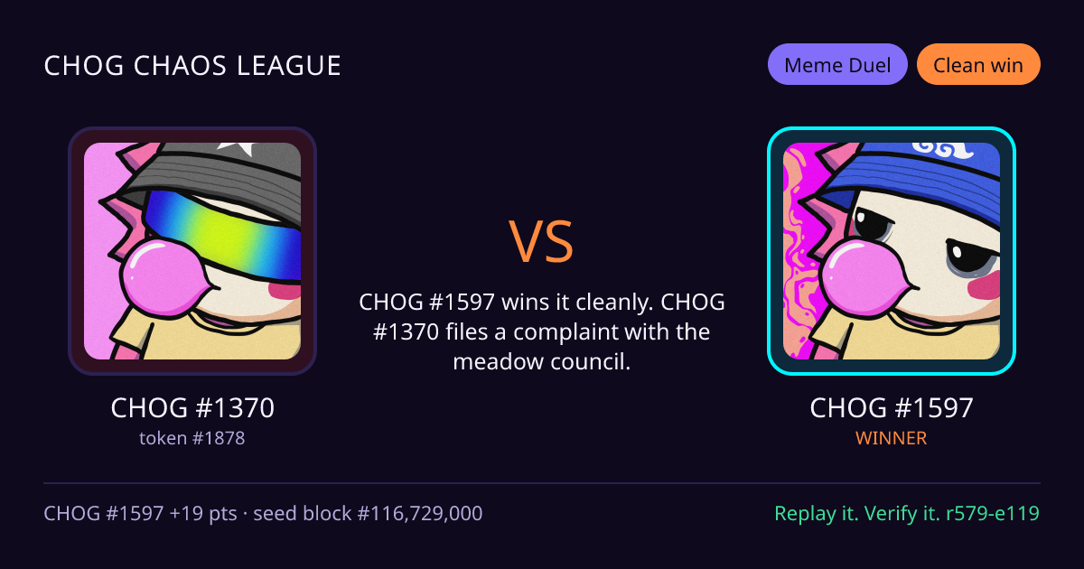 Highlight card: CHOG #1370 versus CHOG #1597