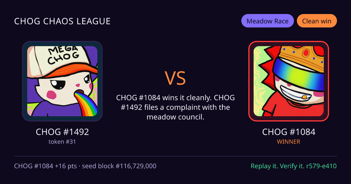 Highlight card: CHOG #1492 versus CHOG #1084