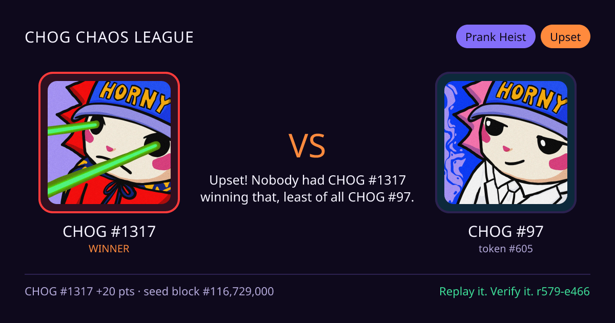 Highlight card: CHOG #1317 versus CHOG #97