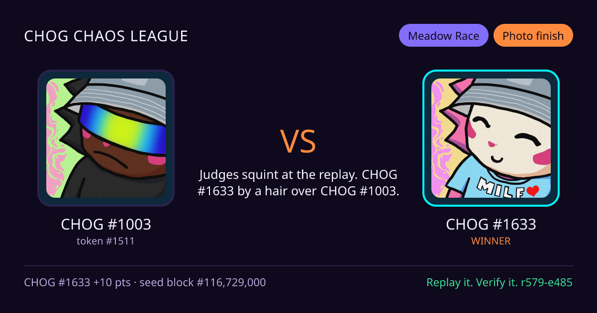 Highlight card: CHOG #1003 versus CHOG #1633