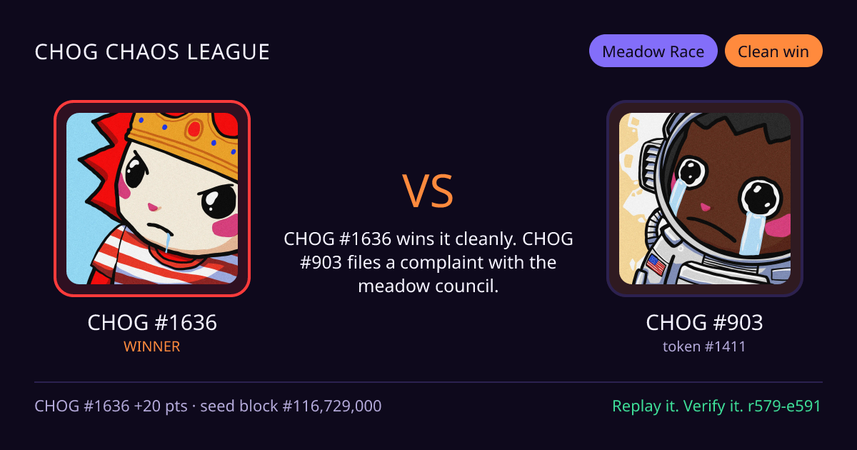 Highlight card: CHOG #1636 versus CHOG #903