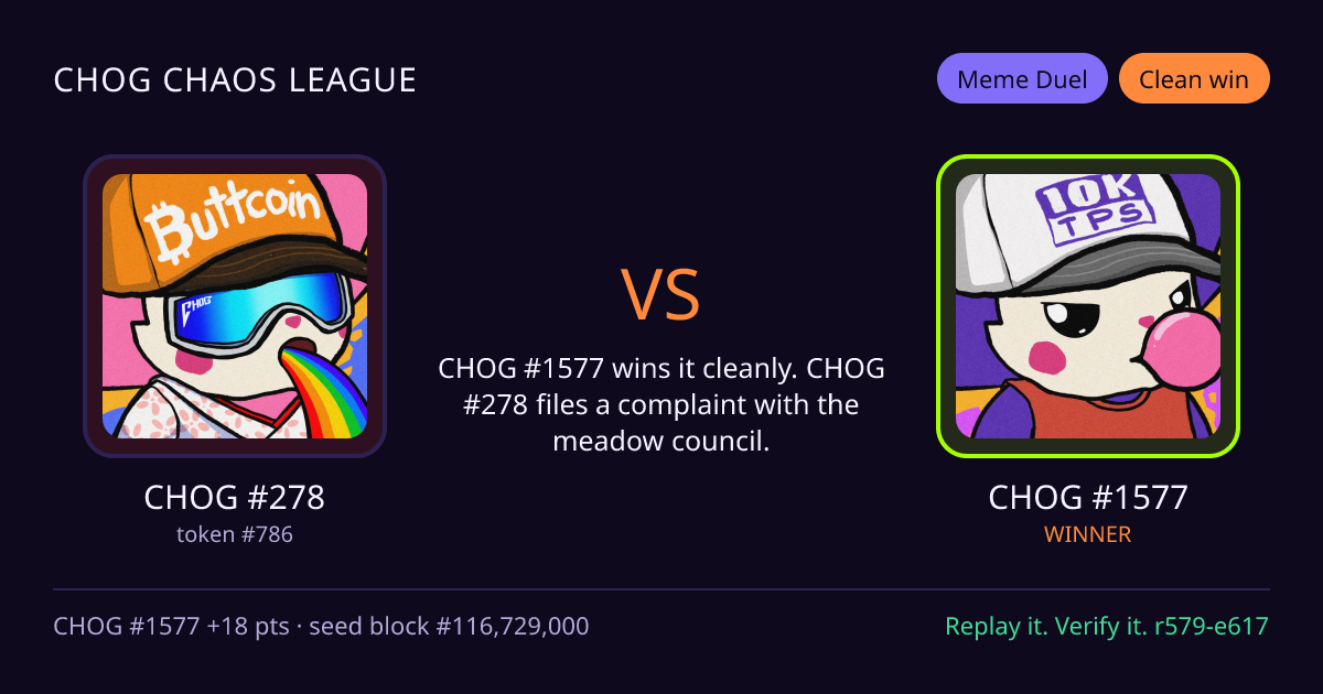 Highlight card: CHOG #278 versus CHOG #1577