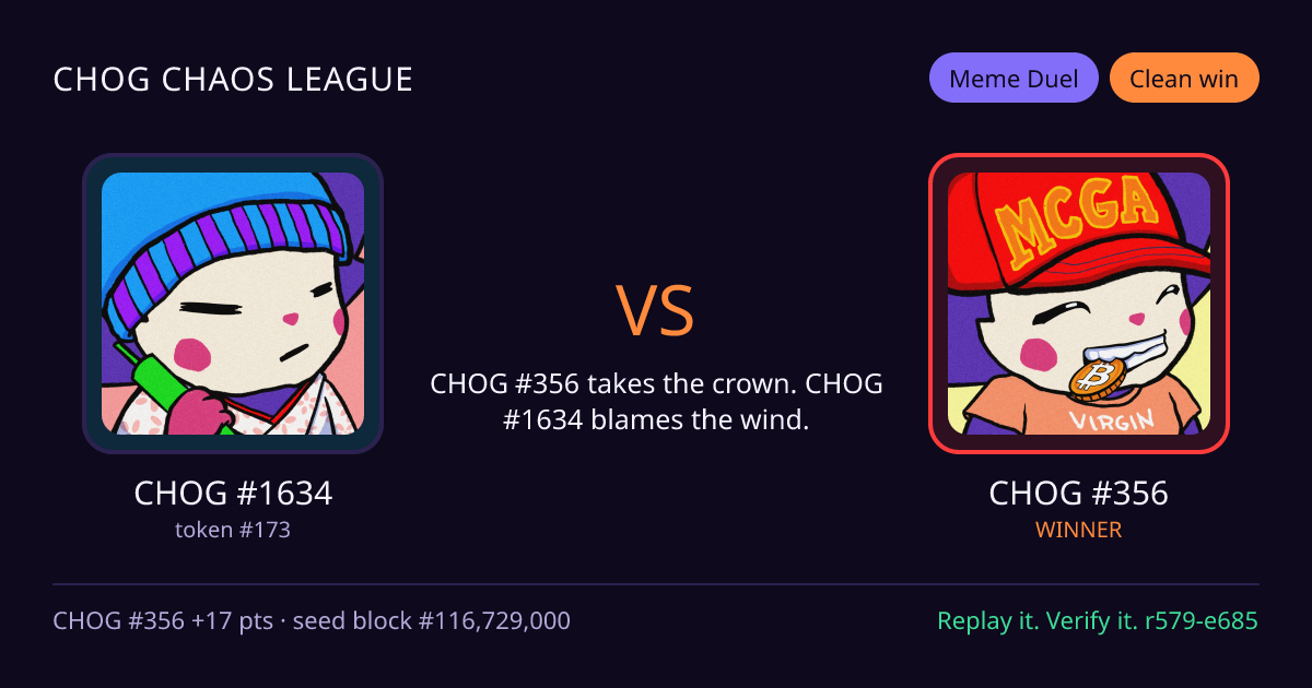 Highlight card: CHOG #1634 versus CHOG #356