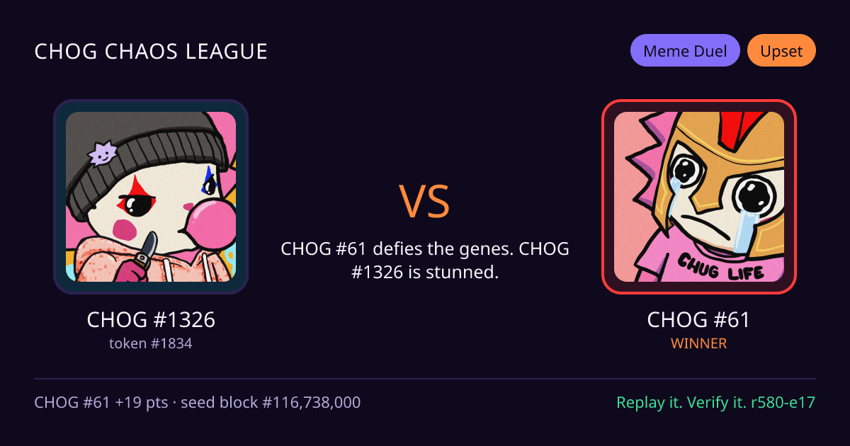 Highlight card: CHOG #1326 versus CHOG #61