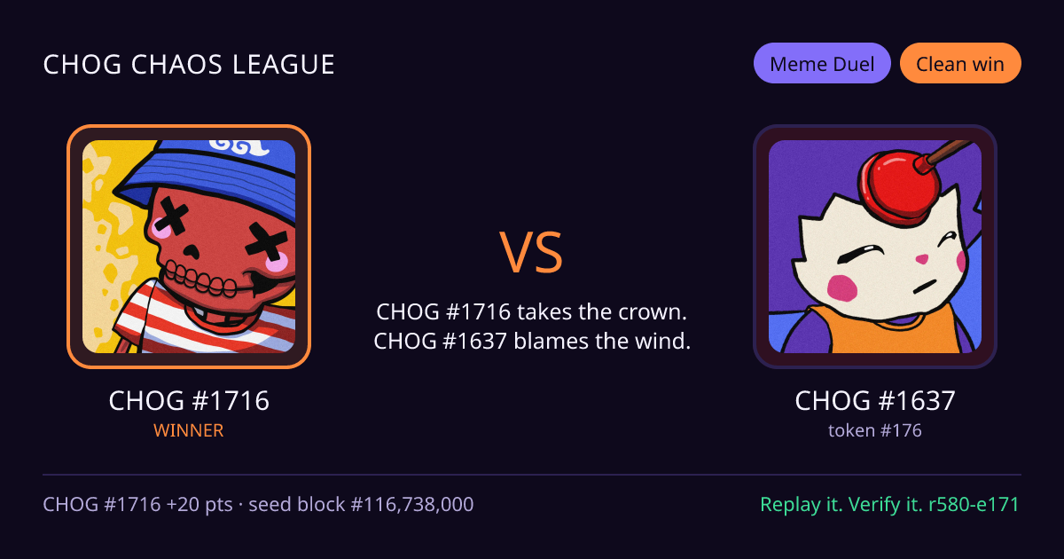 Highlight card: CHOG #1716 versus CHOG #1637