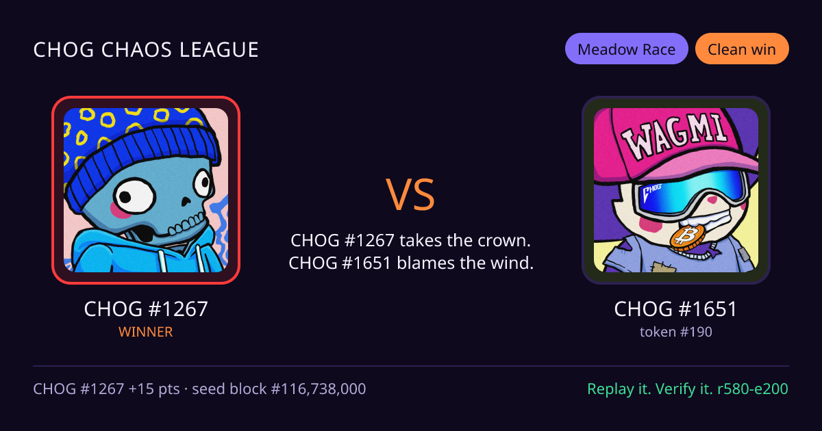 Highlight card: CHOG #1267 versus CHOG #1651
