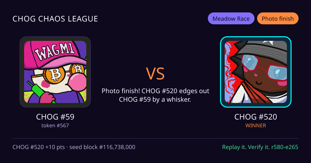 Highlight card: CHOG #59 versus CHOG #520