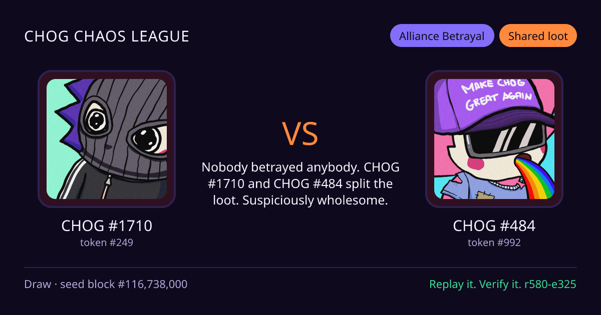 Highlight card: CHOG #1710 versus CHOG #484