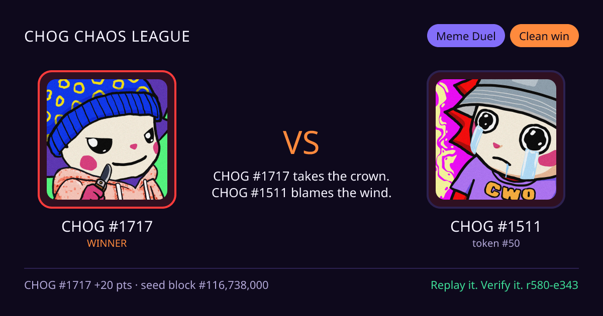Highlight card: CHOG #1717 versus CHOG #1511