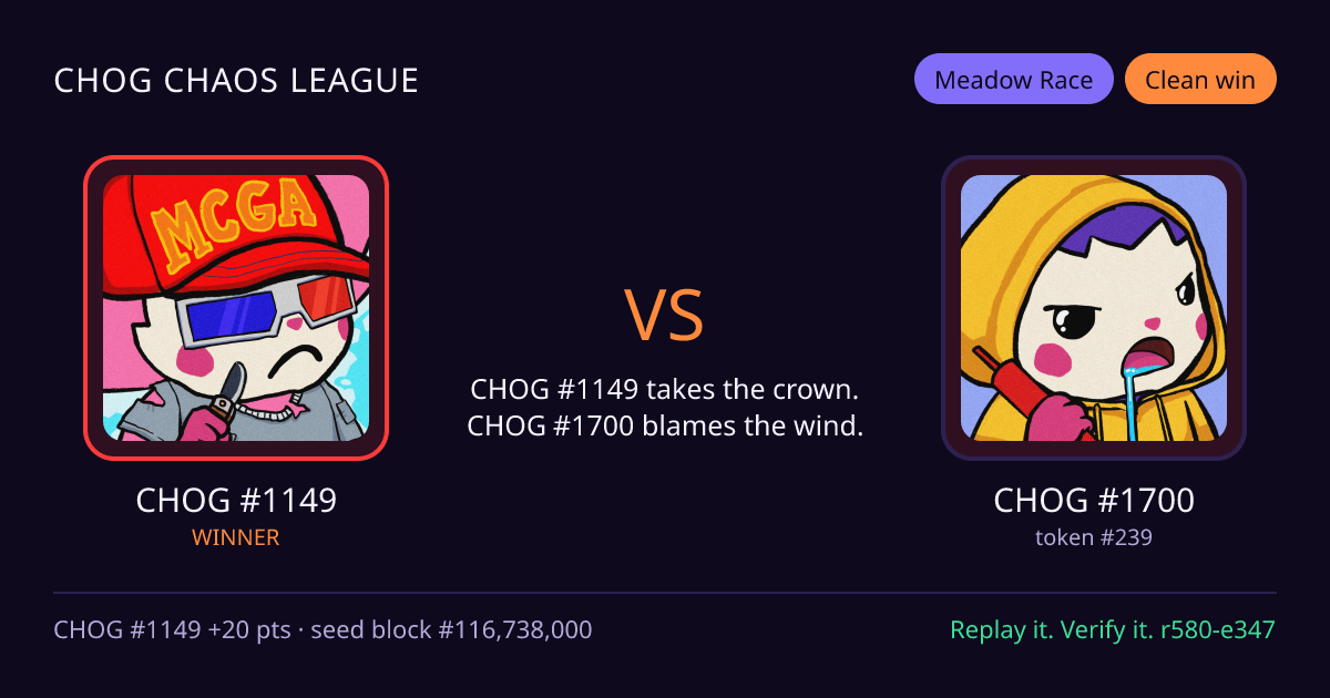 Highlight card: CHOG #1149 versus CHOG #1700