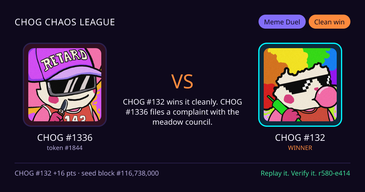 Highlight card: CHOG #1336 versus CHOG #132