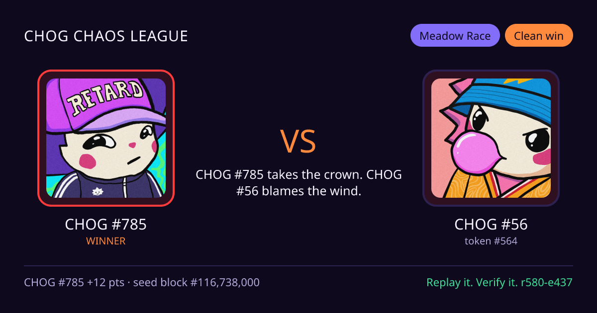 Highlight card: CHOG #785 versus CHOG #56