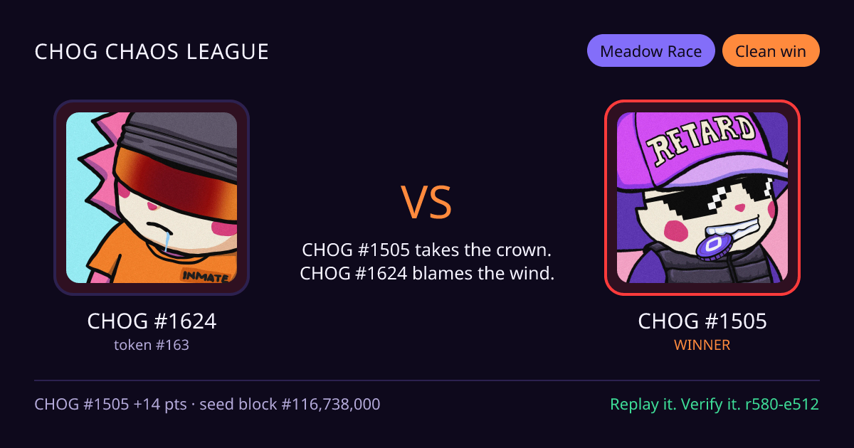 Highlight card: CHOG #1624 versus CHOG #1505