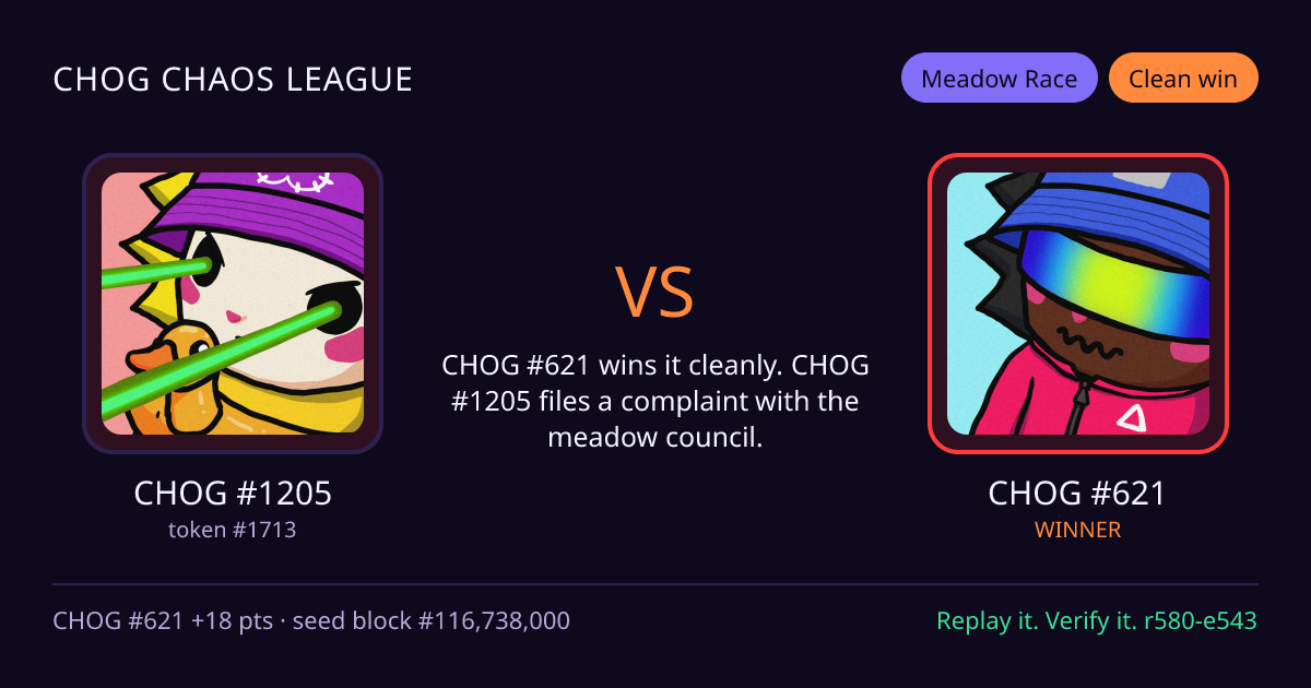 Highlight card: CHOG #1205 versus CHOG #621