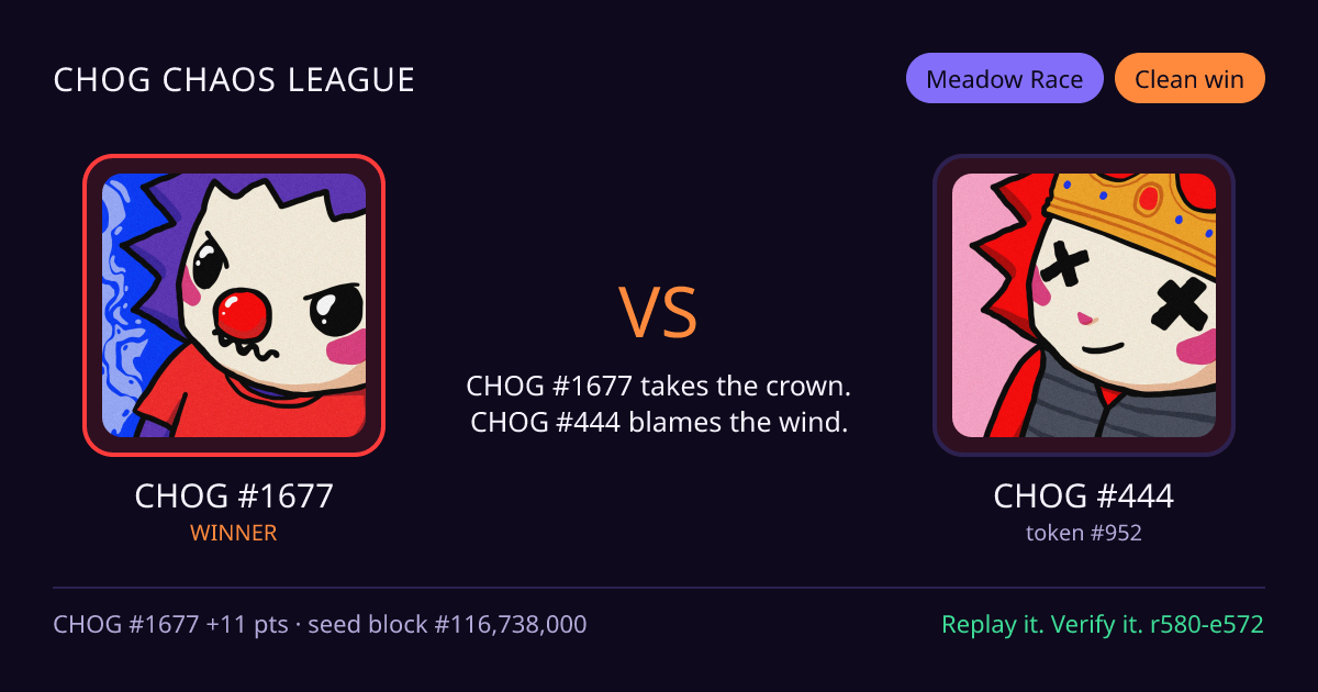 Highlight card: CHOG #1677 versus CHOG #444