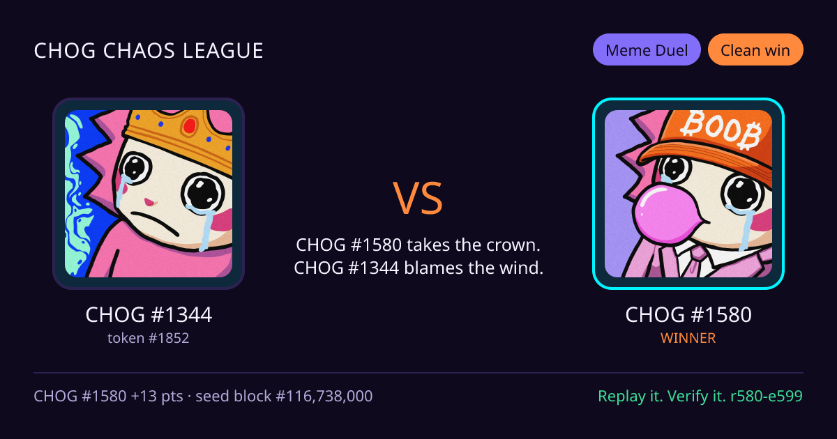 Highlight card: CHOG #1344 versus CHOG #1580