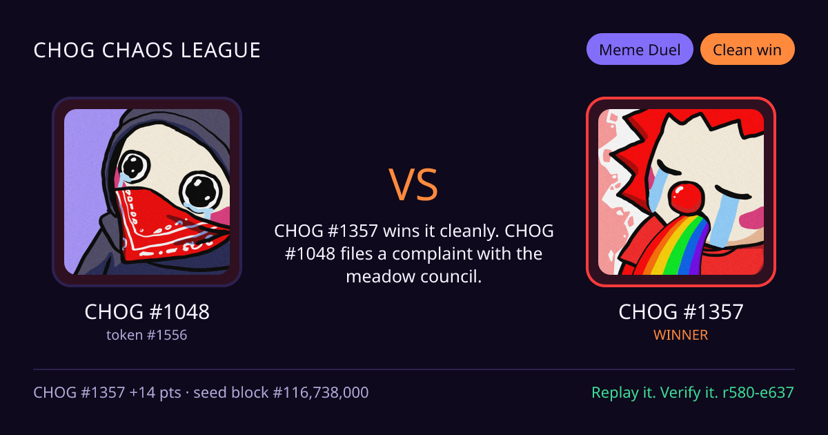 Highlight card: CHOG #1048 versus CHOG #1357