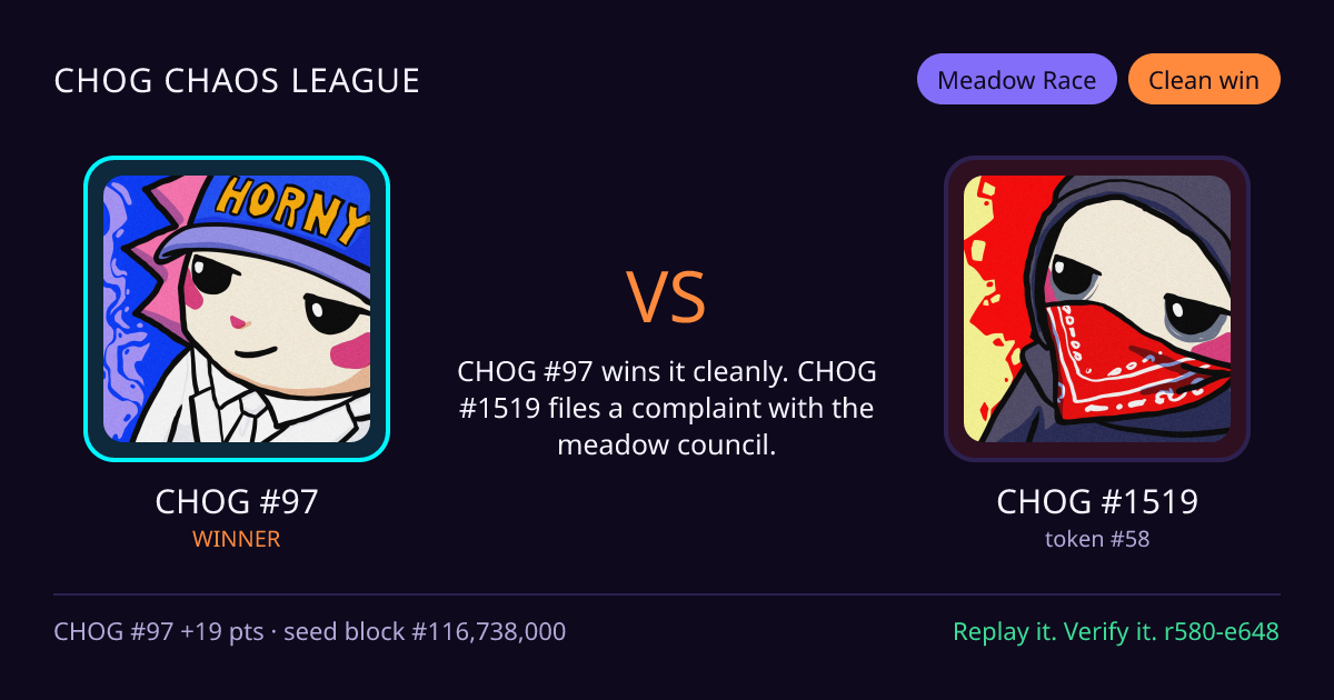 Highlight card: CHOG #97 versus CHOG #1519