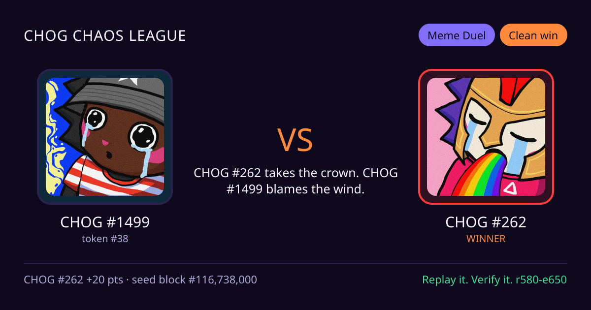 Highlight card: CHOG #1499 versus CHOG #262