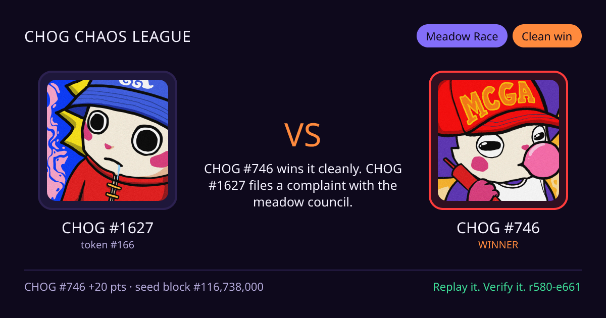 Highlight card: CHOG #1627 versus CHOG #746