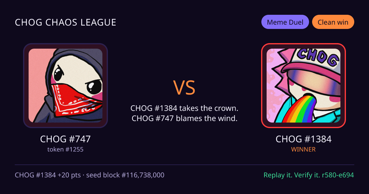 Highlight card: CHOG #747 versus CHOG #1384