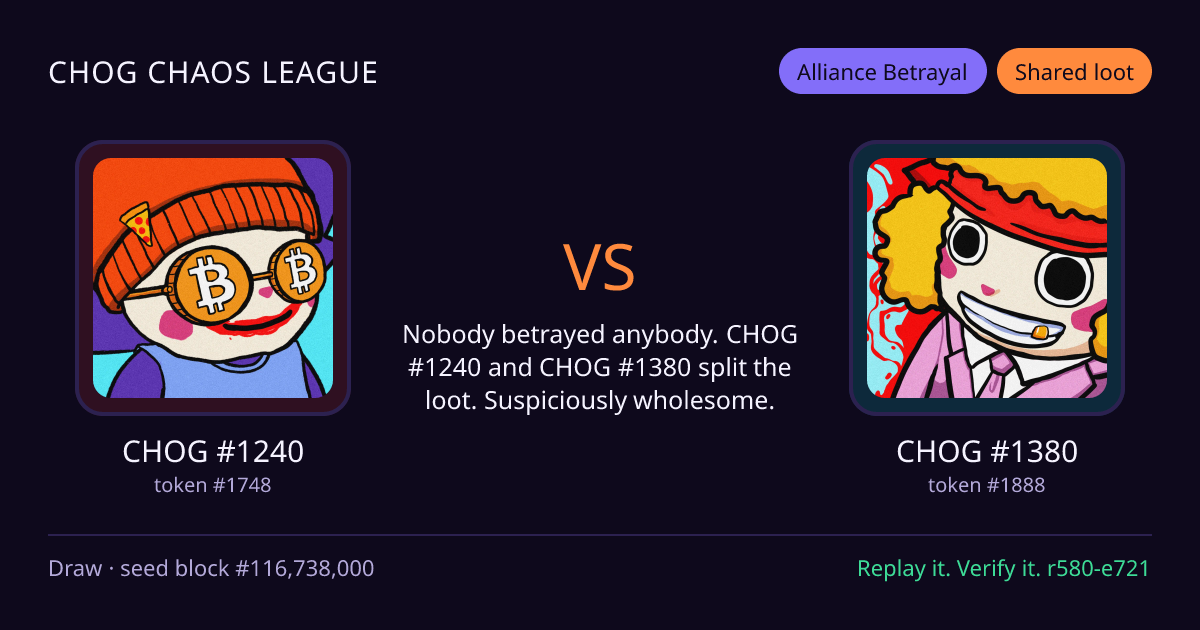 Highlight card: CHOG #1240 versus CHOG #1380
