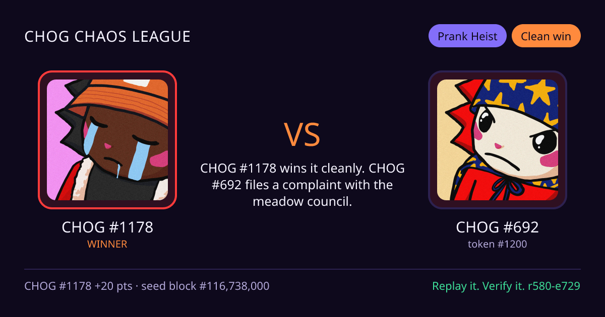 Highlight card: CHOG #1178 versus CHOG #692