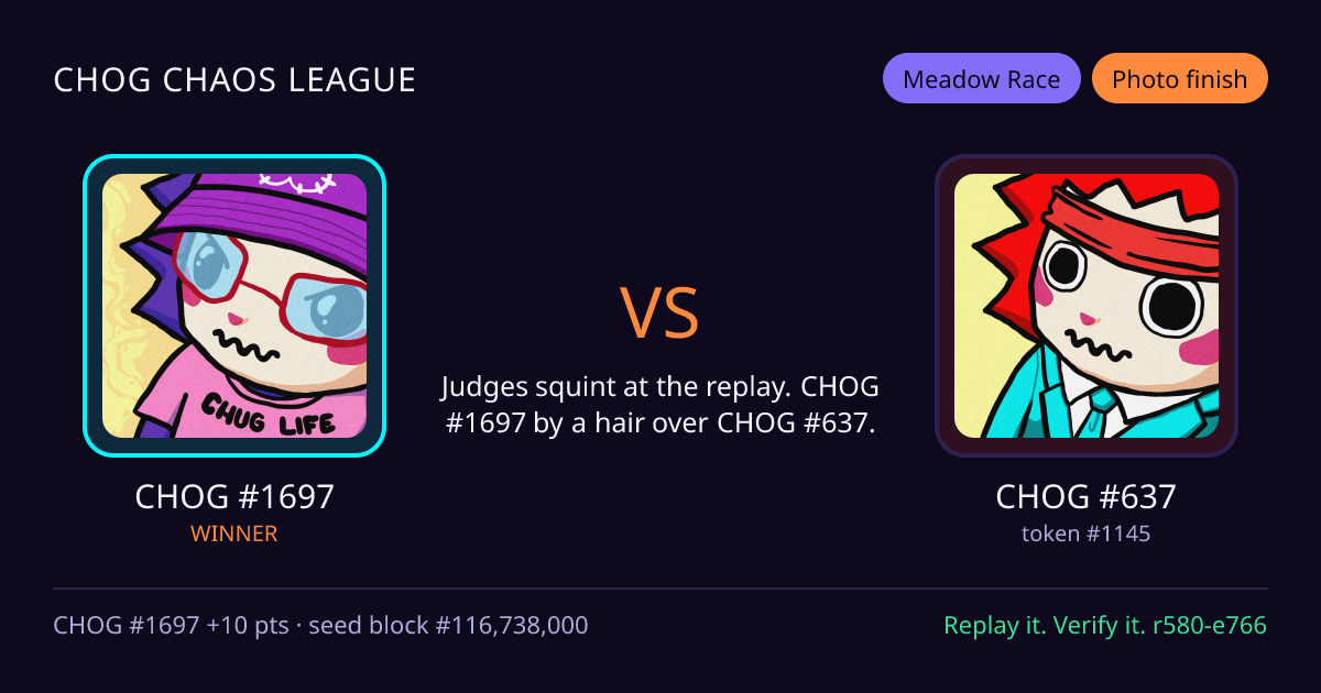 Highlight card: CHOG #1697 versus CHOG #637