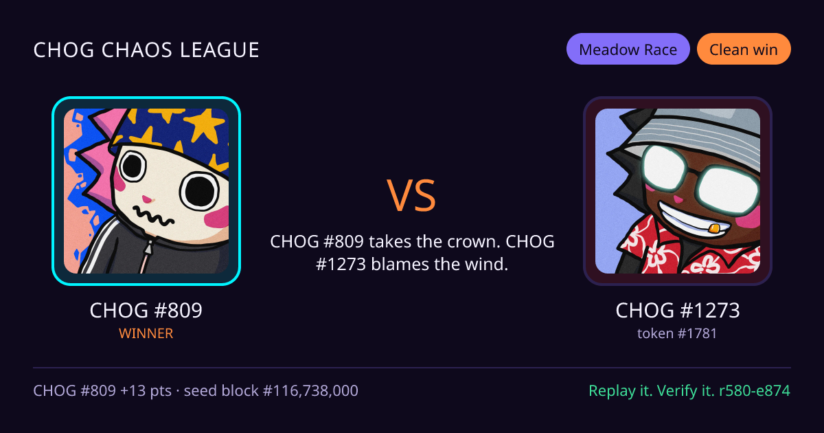 Highlight card: CHOG #809 versus CHOG #1273