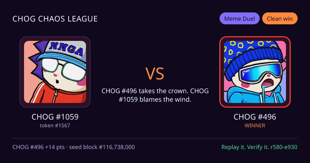 Highlight card: CHOG #1059 versus CHOG #496