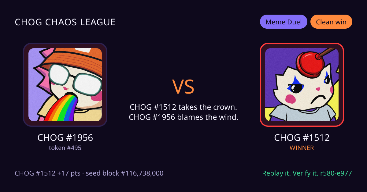Highlight card: CHOG #1956 versus CHOG #1512