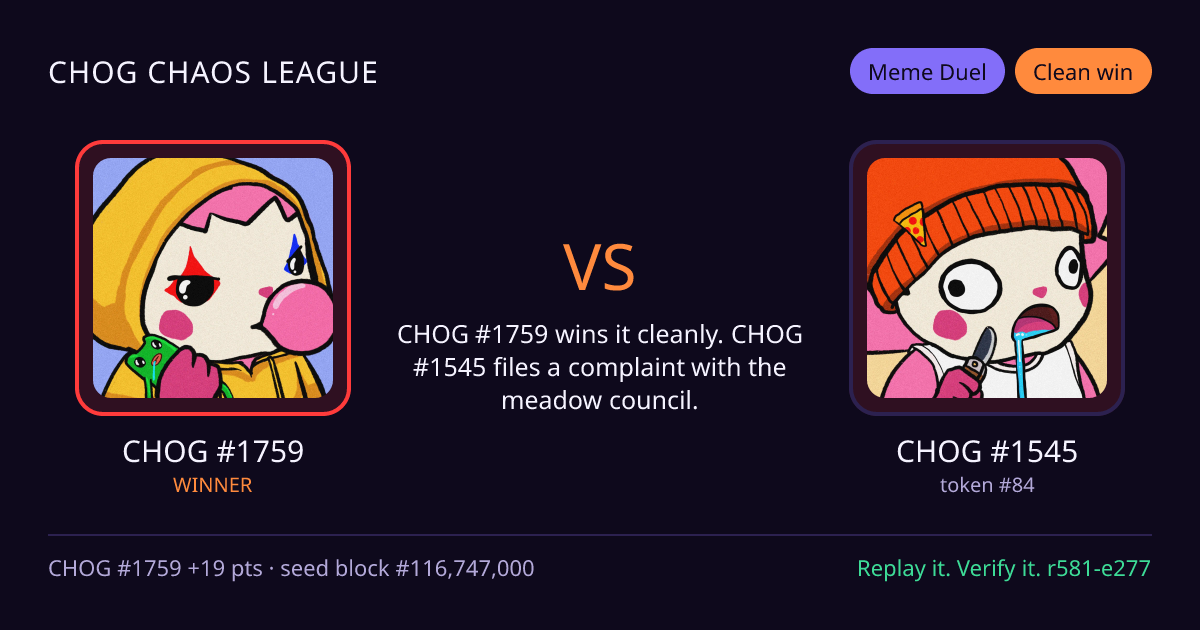 Highlight card: CHOG #1759 versus CHOG #1545
