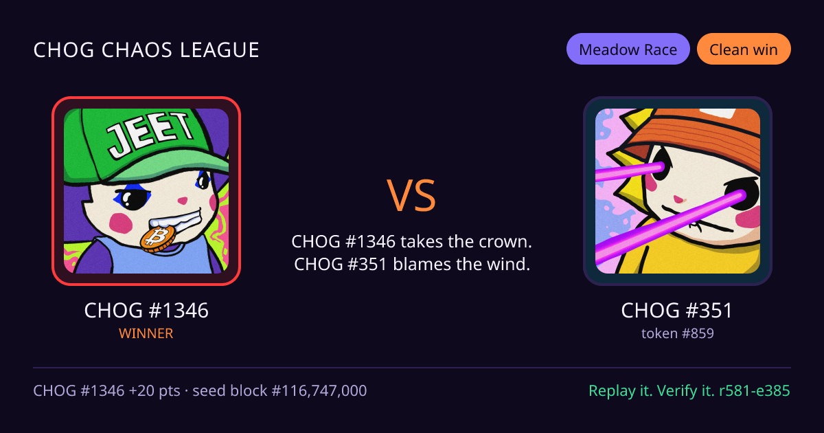 Highlight card: CHOG #1346 versus CHOG #351