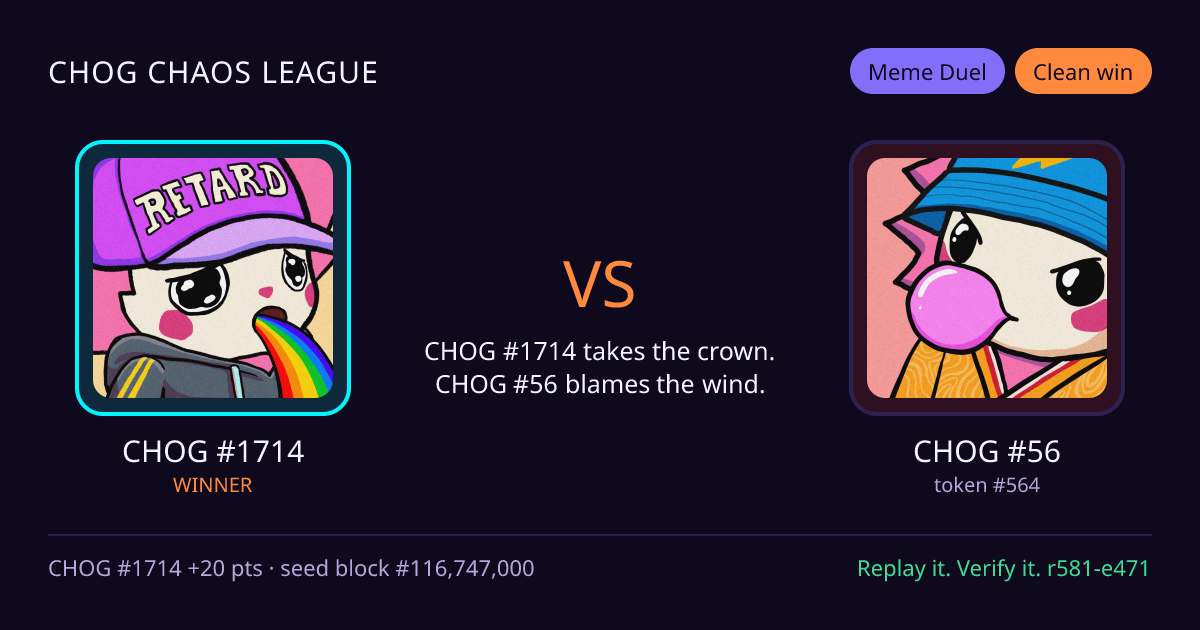 Highlight card: CHOG #1714 versus CHOG #56