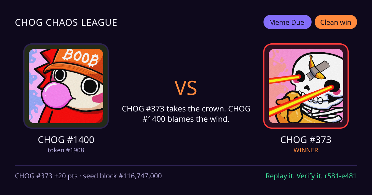 Highlight card: CHOG #1400 versus CHOG #373