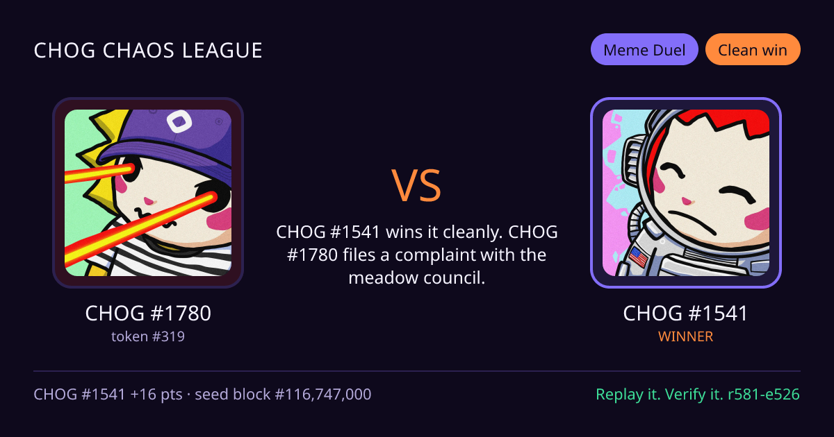 Highlight card: CHOG #1780 versus CHOG #1541