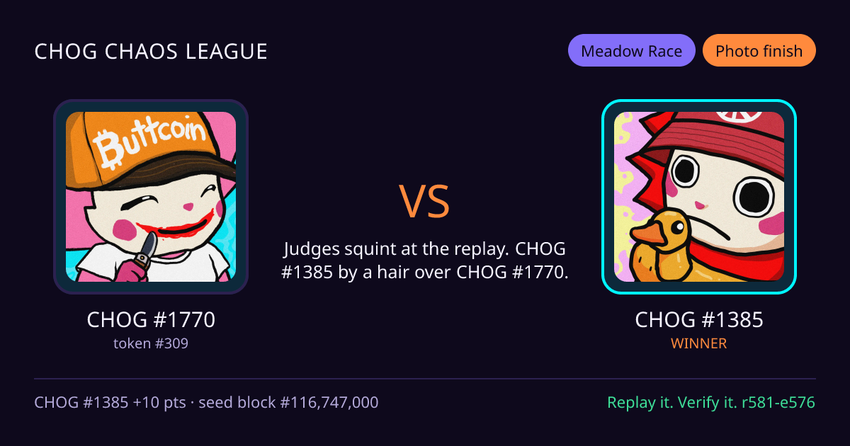 Highlight card: CHOG #1770 versus CHOG #1385