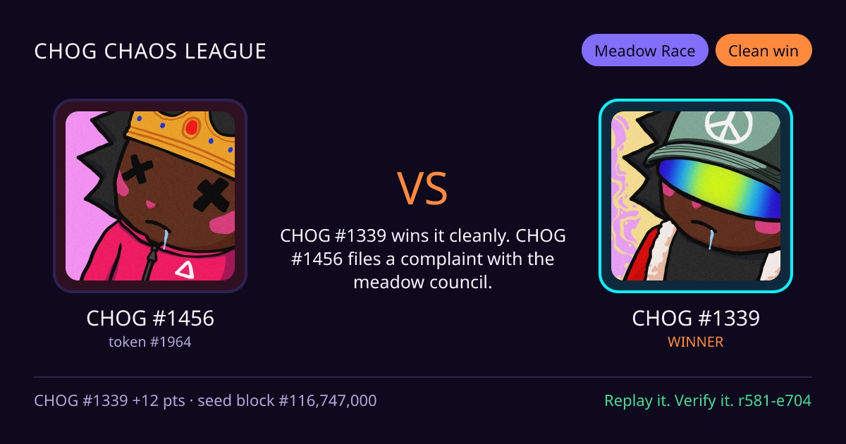 Highlight card: CHOG #1456 versus CHOG #1339