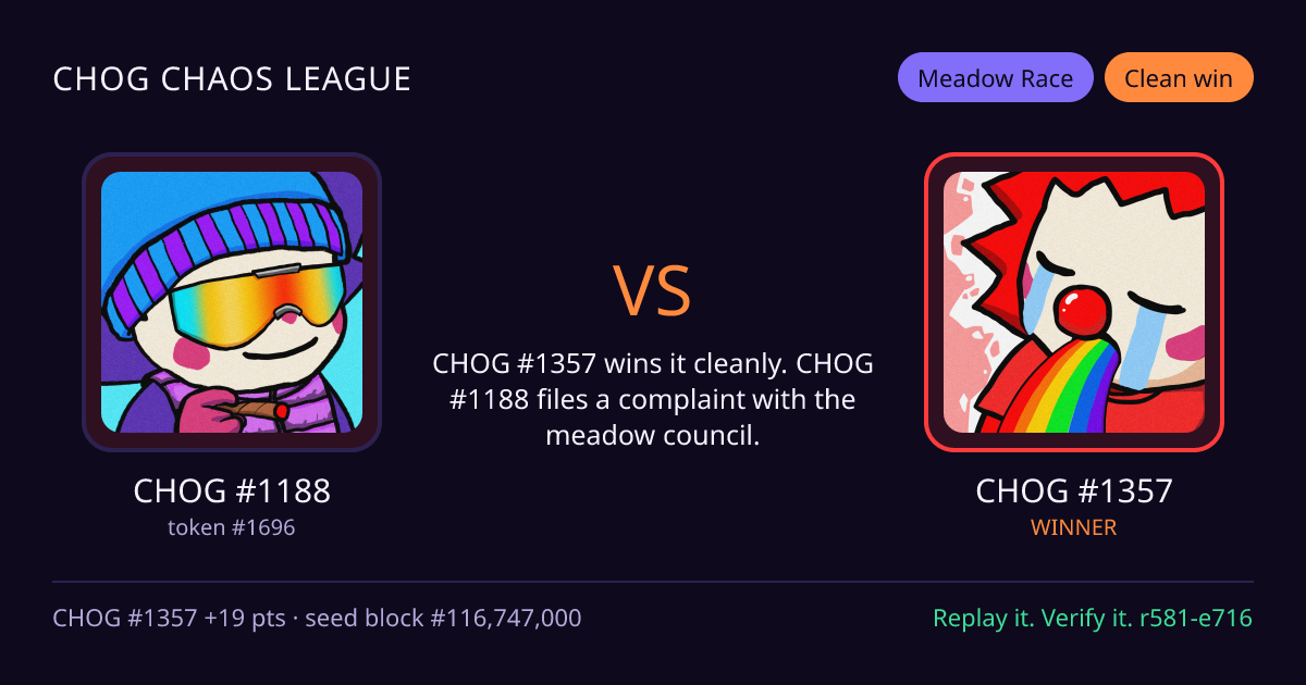 Highlight card: CHOG #1188 versus CHOG #1357