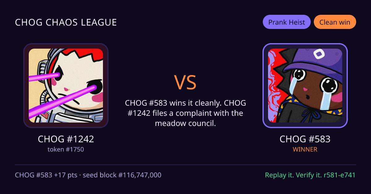 Highlight card: CHOG #1242 versus CHOG #583