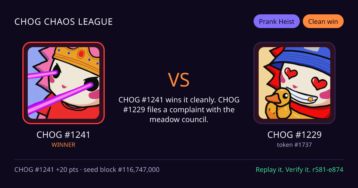 Highlight card: CHOG #1241 versus CHOG #1229