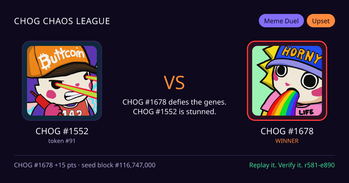 Highlight card: CHOG #1552 versus CHOG #1678