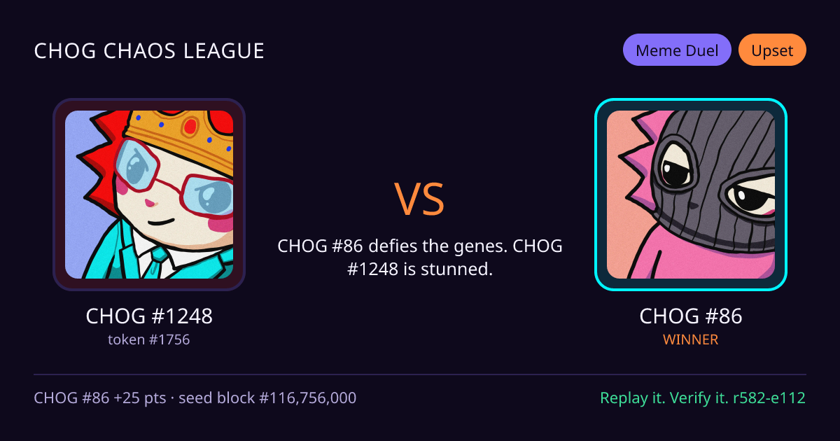 Highlight card: CHOG #1248 versus CHOG #86