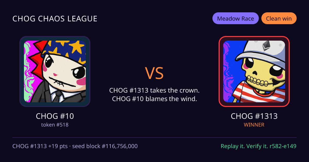 Highlight card: CHOG #10 versus CHOG #1313