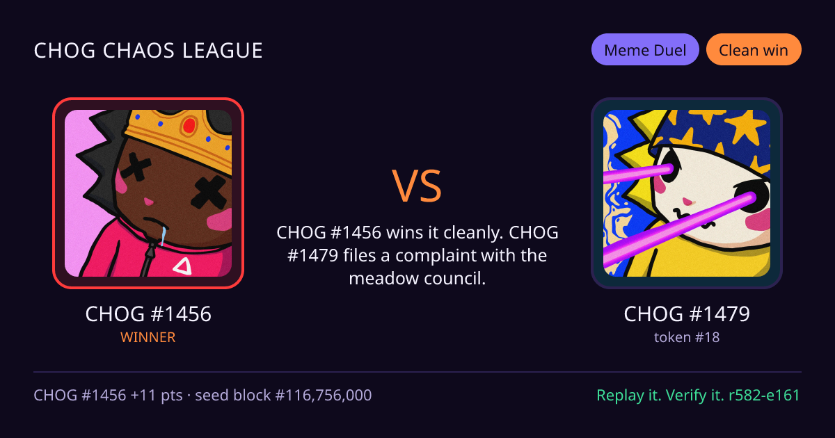 Highlight card: CHOG #1456 versus CHOG #1479