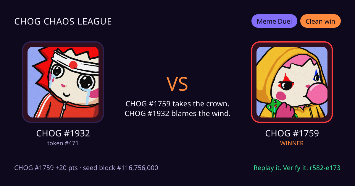 Highlight card: CHOG #1932 versus CHOG #1759