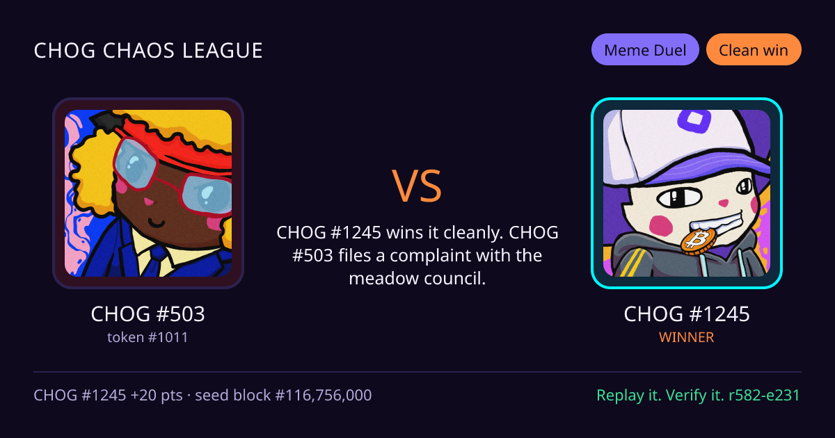 Highlight card: CHOG #503 versus CHOG #1245