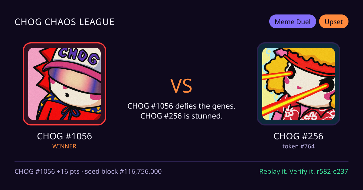 Highlight card: CHOG #1056 versus CHOG #256