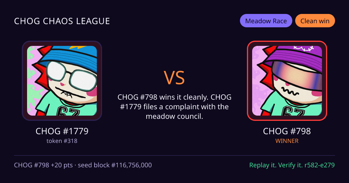 Highlight card: CHOG #1779 versus CHOG #798
