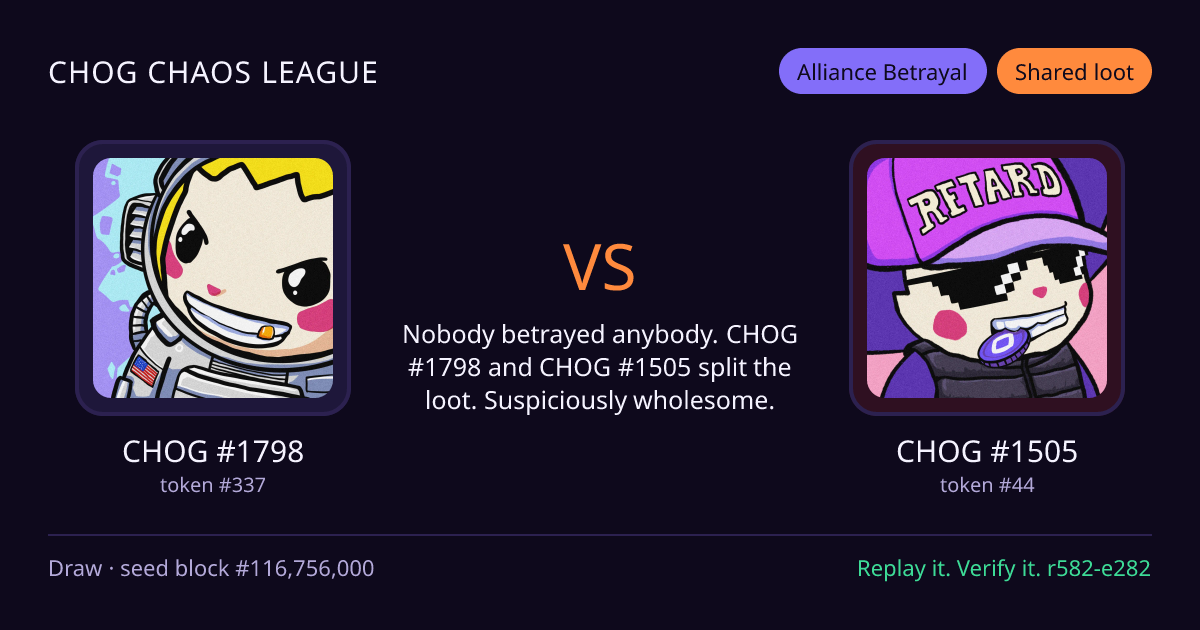 Highlight card: CHOG #1798 versus CHOG #1505